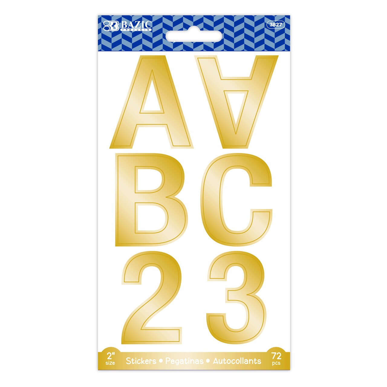 BAZIC Alphabet & Number 2" Metallic Gold Color (10 SHEETS)